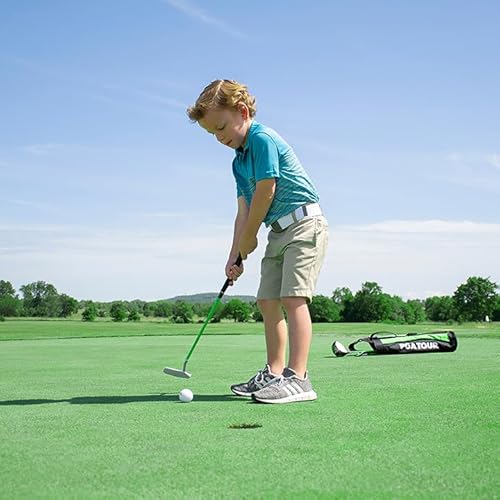 PGA Tour G1 Series Kids Green Golf Club Set with 3 Clubs, Golf Bag & 5 Total Pieces | Golf Clubs and Sets for Heights 3'6" - 4'1" | Complete Youth Golf Club Set