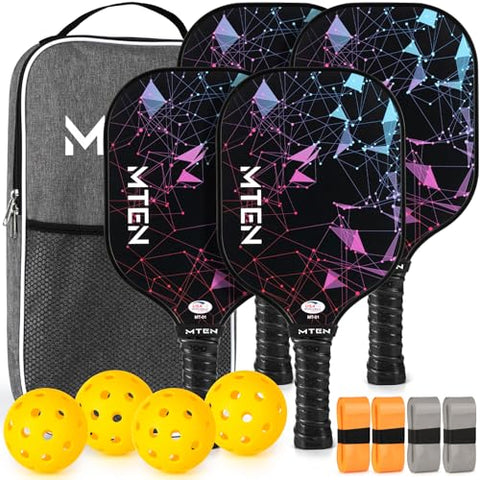 Pickleball Paddles, USAPA Approved Pickleball Paddles Set of 4, Pickleball Set with 4 Pickleball Rackets, Portable Carry Bag, 4 Grip Tapes, Pickle Ball Paddle Set for Men Women