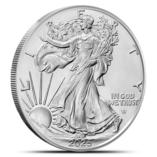 2025 American Silver Eagle .999 Fine Silver with Black Background Snap Tight Square Holder Dollar Uncirculated US Mint