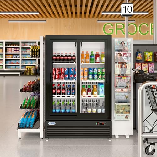 KoolMore 35 in. Retail Display Refrigerator, 10 Cu. Ft. Low Height Merchandiser Cooler, Aisle End Grab-and-Go Beverage Display Fridge for Convenience Stores, Supermarkets & Checkout, Black