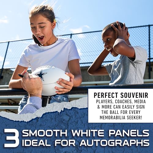Franklin Sports NFL Dallas Cowboys Autograph Football - Official Size White Panel Souvenir Football for Autographs + Signatures - NFL Team Fan Shop Memorabilia Ball for Display