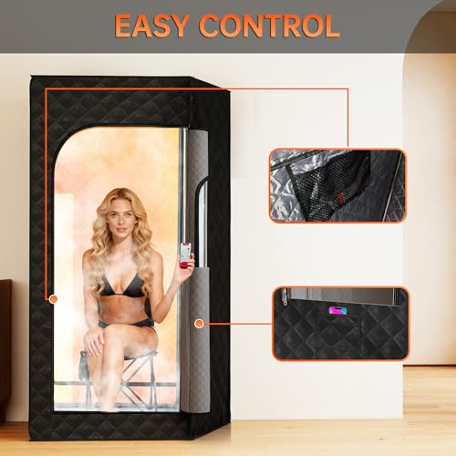 Portable Steam Sauna for Home,Sauna Box with 9-level Heating,0-99 minute timer,Personal Sauna Tent for Home with 2.6L 1000W Steam Steamer,Remote Control,Folding Chair.Relax and Healthy at Home Sauna