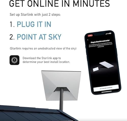 Starlink Gen 3 Standard Satellite Internet Kit – Dish with Wi-Fi 6 Router + Extra 75FT Cable – High-Speed, Low-Latency Internet for Rural and Remote Homes