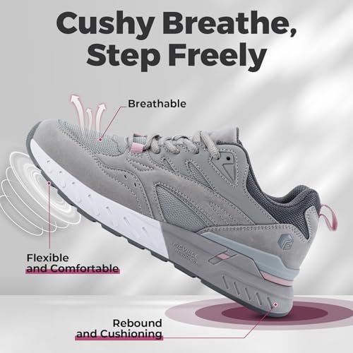 FitVille Womens Wide Width Sneakers Extra Wide Walking Shoes for Women for Flat Foot Plantar- Rebound Core V9 (7.5 X-Wide, Dove Grey)