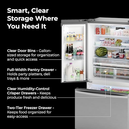 Kenmore 36" French Door Refrigerator with Freezer - Accela Chill, Adjustable Shelving, Humidity Controlled Crispers, ENERGY STAR Certified, 20.3 cu. ft. Capacity, Fingerprint Resistant Stainless Steel