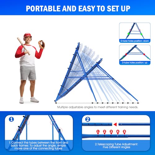 5x4FT Volleyball Baseball Rebounder Net, Softball Rebounder Pitchback Net Quick Adjustments, Quick Adjustments Lacrosse Bounce Back Practice Equipment, Ideal for Outdoor Indoor and Backyard Training