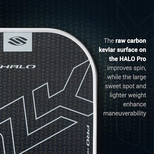 Selkirk Sport SLK Halo Pro Pickleball Paddle | Raw Carbon Fiber Pickleball Paddles with a Rev-Core Power Polymer Core | Designed for Ultimate Spin & Power | Black