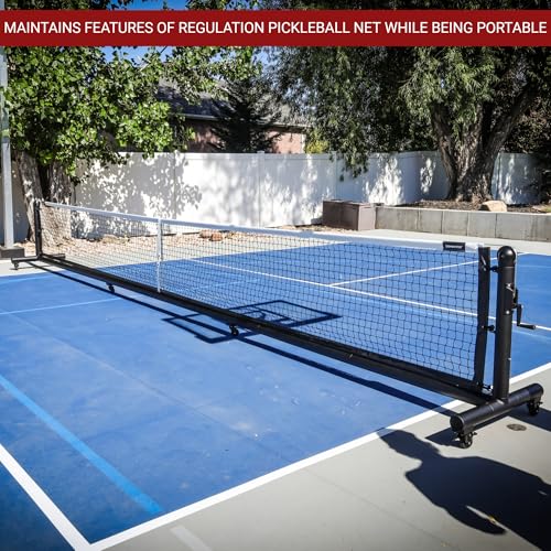 Dominator PRO Black Portable Pickleball Net - Heavy Duty USAPA Compliant Portable Regulation Pickleball Net - Indoor/Outdoor Aluminum Rust Proof Frame w/Adjustable Net Tension & Locking Wheels