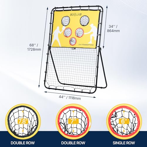 BGOJAB Pickleball Practice Rebounder Board with Target Net, 2 in 1 Pickleballs Training Equipment for Accuracy and Skill Development, Pickleball Dink Master Solo Trainer for Kid/Youth/Adult