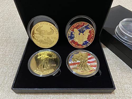 American Fine Gold & Silver Eagle Commemorative Coins, Statue of Liberty Gold Plated Coin Colored Edition Collection Coin 2 Pack (American Eagle Coin)
