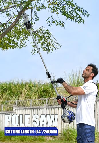 WILD BADGER POWER 26cc Weed Wacker Gas Powered, String Trimmer/Edger, Pole Saw, Hedge Trimmer and Brush Cutter Blade, 4-in-1 Multi Yard Care Tools, Rubber Handle & Shoulder Strap Included