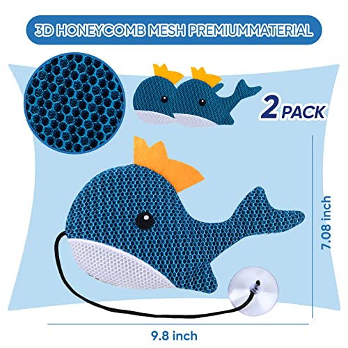 Hot Tub Scum Absorber Whale - 2 Pack Oil Absorbing Hot Tub Floating Sponge Cleaner Absorber, Keeps Water Clear, Reusable Pool Scum Absorber Hot Tub Spa Accessories