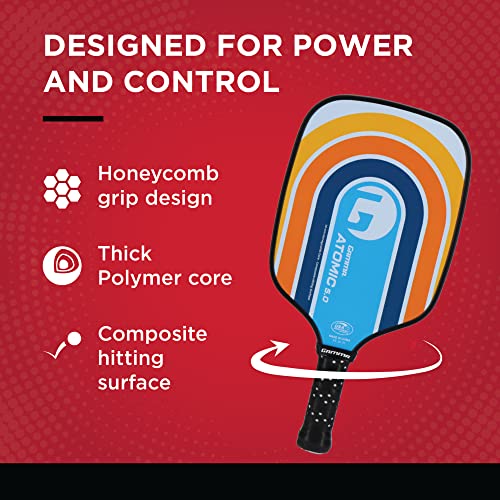Gamma Sports 5.0 Pickleball Paddle, Graphite Pickleball Paddle with Polypropylene Core and Honeycomb Grip, Blue and Orange, 4 (1/4)