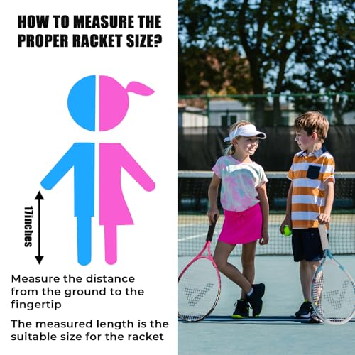 AMA SPORT Kids Tennis Racket for Junior Toddlers Starter Kit 17-25" for Girl Pink and Boy Blue with 420D Nylon Shoulder Strap Bag, Graffiti Blue 17"