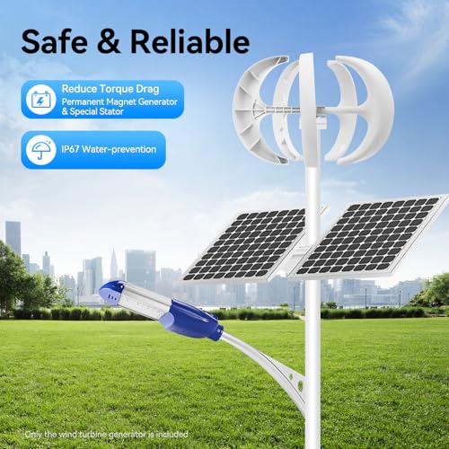 5-Blade Wind Turbine Generator, 600W 24V Wind Turbine Generator Kit with Controller & Flange Plate Vertical Axis Wind Turbine for Home Boat Marine Monitoring Street Lighting