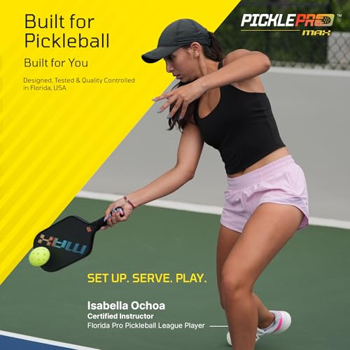 Ultimate Pickleball Set with Regulation Net System – 2 Carbon Fiber Max Thermoformed Paddles with CAS Surface, 4 Outdoor Balls, CourtMark PVC Kit & Paddle Bag – USAPA Approved, Tournament-Grade