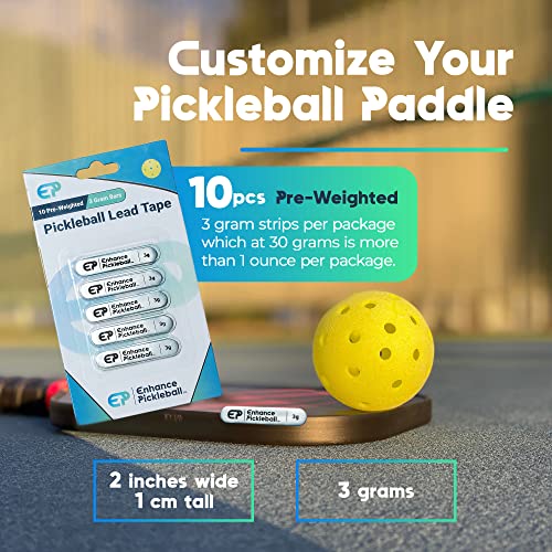 Enhance Pickleball Lead Tape - 3g Weighted Lead Strips, Highly-Adhesive & Easy to Apply Lead Tape for Pickleball Paddles, More Power and Control