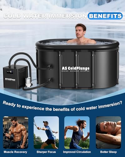 AS ColdPlunge Ice Bath Chiller & Cold Plunge Tub Kit, 1/3HP Cold Plunge Chiller with External Pump & Filter, XXL 148Gal Upgraded Ice Pod, Cold Plunge Tub with Water Chiller for Cold Therapy Recovery