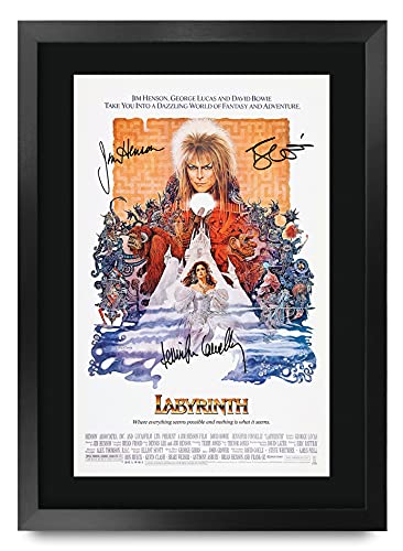 HWC Trading Labyrinth David Bowie 16 x 12 inch Framed Gifts Printed Poster Signed Autograph Picture for Movie Memorabilia Fans - 16" x 12" Framed