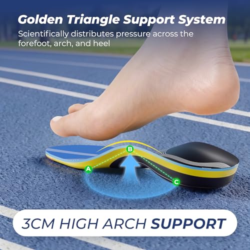 Professional Heavy Duty Support Pain Relief Orthotics - Over 230+ lbs Plantar Fasciitis Medium Arch Support Insoles for Women and Men, Flat Feet Orthotic Insert, Work Boot Shoe Insole