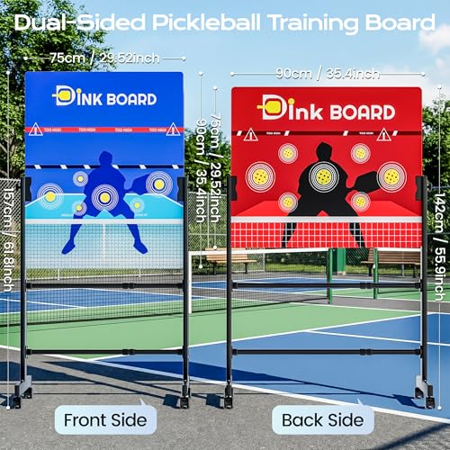 Paddyn Pickleball Practice Board,Dual-Sided Rebounder Dink Board with Stand,Height-Adjustable Portable Pickleball Solo Training Tool,Volley & Baseline Pickleball Wall Indoor/Outdoor Use
