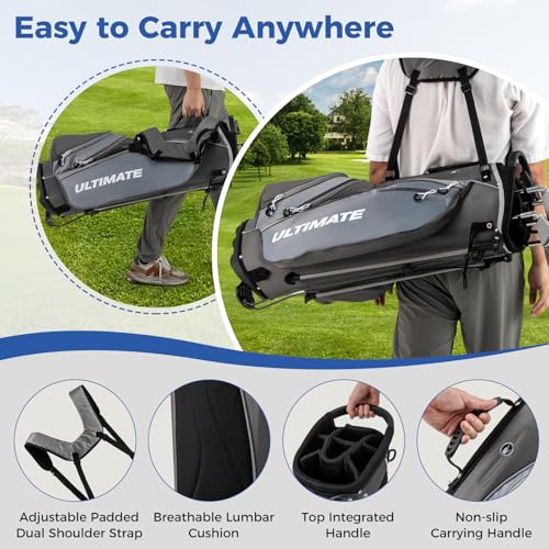 ULTIMATE Left Handed Golf Clubs for Men, 10pcs Men's Complete Golf Club Set Includes 460cc #1 Driver, #3 Fairway Wood, #4 Hybrid, #6/#7/#8/#9/#P Irons, Putter (Grey)