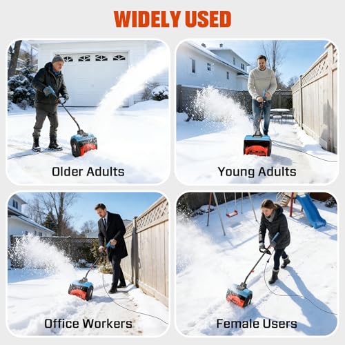 SENIX Corded Snow Shovel, 13 Inch Electric Snow Blower with 26ft Max Throwing Distance, Plows 480lbs/min, Removes Snow from Driveway, Sidewalk, Steps, Patio & Decks