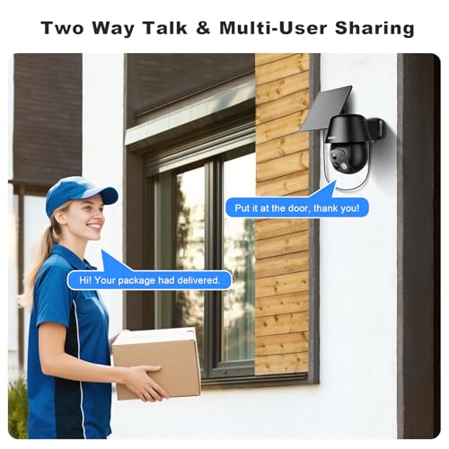 Solar Security Cameras Wireless Outdoor, 2K Pan/Tilt 360° View Solar/Battery Powered WiFi Cameras for Home Security with AI Motion Detection, Spotlight, 2-Way Audio, Siren, IP65, SD/Cloud Storage