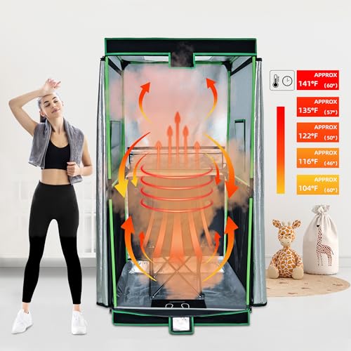 UTK Far Infrared Sauna, Full Size Portable Sauna with Natural Jade for Home Spa, One Person Infrared Sauna with Tourmaline Heating Foot Pad and Portable Sauna Chair for Relaxation Detox (104℉-141℉)