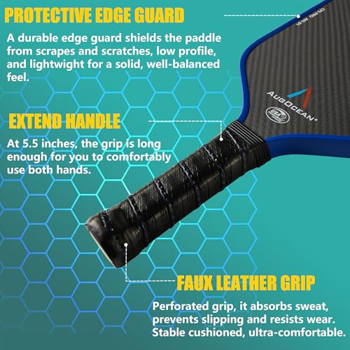 Pickleball Paddles Set of 2,Carbon Pickleball Paddle Set Pro,3K Raw Carbon Fiber Surface with High Grit and Spin,T700SC Carbon Fiber Pickle Ball Rackets 16 MM,USAPA Approved (Pink-Blue 2PCS),2 Covers