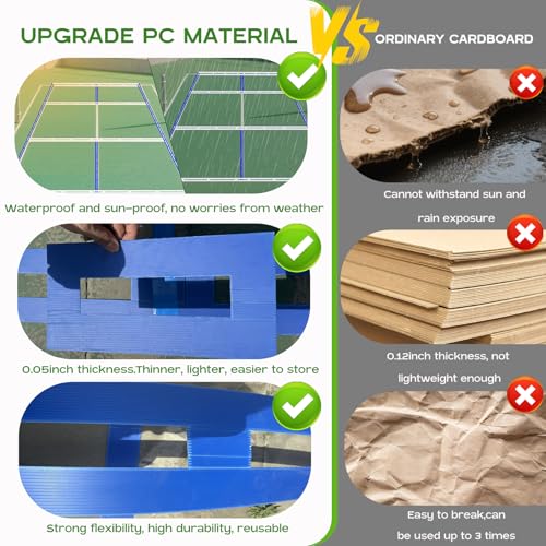 Reusable Pickball Court Stencil Kit – 44x20 ft Full-Size Stencil, Durable Plastic Court Liner for Concrete, Easy Setup with Complete Accessories (Not Paperboard)