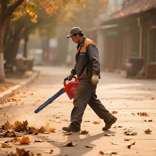 Gas Powered Leaf Blower, 28 CC 1.1-HP 2-Stroke Engine, Powerful 490 CFM & 280 MPH Gas Leaf Blower, Lightweight Handheld Design for Lawn Care, Driveway Cleaning, and Light Snow Removal