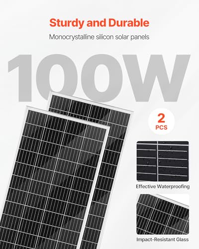 VEVOR 12V 400W Solar Wind Power Kit, 2PCS 100W Monocrystalline Solar Panels + 200W Wind Turbine + MPPT Wind/Solar Hybrid System Controller for Home RV Boat Camping Off-Grid Applications