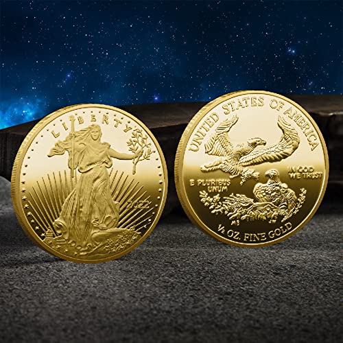 American Fine Gold & Silver Eagle Commemorative Coins, Statue of Liberty Gold Plated Coin Colored Edition Collection Coin 2 Pack (American Eagle Coin)