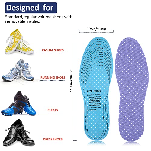 Sintege 3 Pairs Breathable Shoe Insoles Inserts Soft Cushioning Double-Layer Latex Foam Perforated Replacement Insoles for Men 7-11 Woman 2-8(White, Pink, Purple)