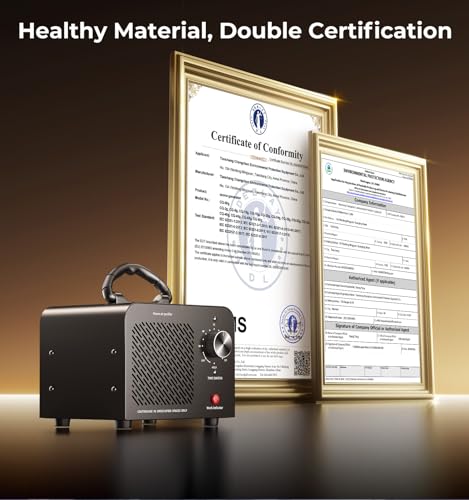 Ozone Generator 48,000mg, Commercial Ozone Machine Odor Removal, High Capacity O3 Ionizer Air Purifier Deodorizer, Portable Mini for Car, Home, Smoke, Pets, Industrial, for 4000 Square Feet -Black