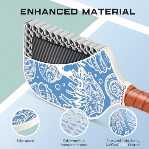 Pickleball Paddles, Lightweight Graphite Pickleball Paddle Set of 2, Pickleball Racket w/Polypropylene Honeycomb Core, Cushion 4.8In Grip and 4 Pickleballs for Beginners/Intermediate Players