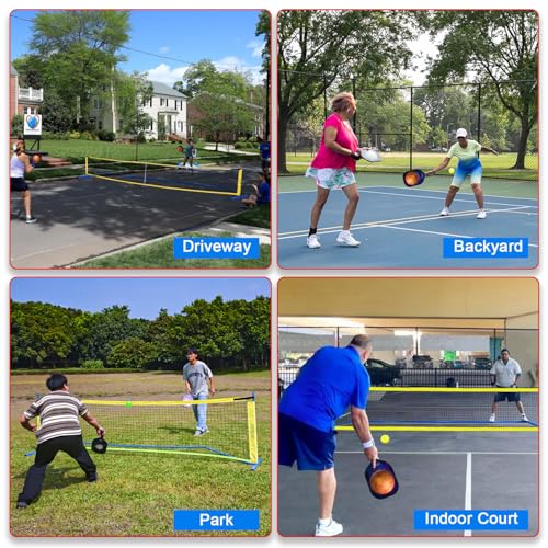 Portable Pickleball Net, Regulation Size 22FT and 11FT Half Court 2-in-1 Pickle Ball Net with 2 Pickleballs and Carry Bag for Driveway, Backyard, Street, Weather Resistance Steady Steel Frame