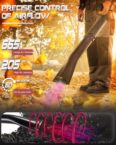 Getell Professional Gas Powered Backpack Leaf Blower – 2-Stroke High-Performance 63CC/665 CFM Blower System with Comfort Design for Complete Property Maintenance (GB657 PRO)