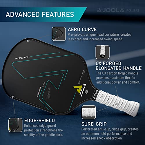 JOOLA Simone Jardim Hyperion CFS Swift Pickleball Paddle - USAPA Approved for Tournament Play - 14mm Carbon Fiber Pickle Ball Racket - Maximum Speed with High Grit & Spin
