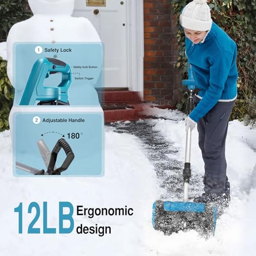Cordless Snow Shovel Electric Snow Blower 20ft Throw Distance, Adjustable Snow Removal Direction, Electric Snow Shovel for Driveway,Steps, Patio, Sidewalk Snow Removal.