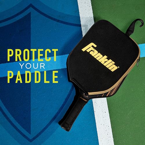 Franklin Sports Pickleball Paddle Cover - Black + Pink Case for Pickleball Paddles - Protective Racket Cover with Hook - Fits Standard Size Rackets -Black/Gold