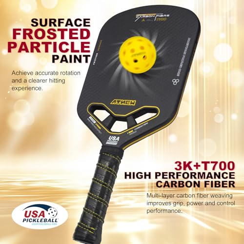 Pickleball Paddles T700 3K Carbon Fiber Picklebll Paddle with Aero Throat Edgeless Designed 16MM Thermoformed Pickleball Racket USAPA Approved