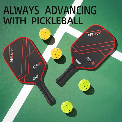 sbada T700 Carbon Fiber Pickleball Paddles Set of 2 with 16mm Honeycomb core, Red Premium Lightweight Pickle Ball Racket for Beginners, Men & Women