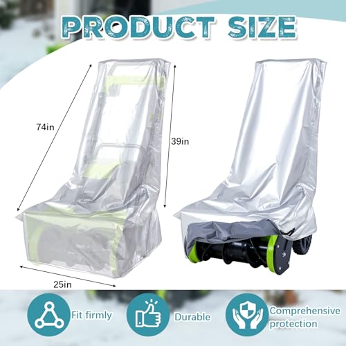 Datanly Extra Large Electric Cordless Snow Shovel Cover Fits 10-16 Inch, 210d Snowblower Cover, Waterproof, Heavy Duty, Indoor, Outdoor, Fit Most Electric Cordless Snow Shovel, 74 x 25 x 39 Inch
