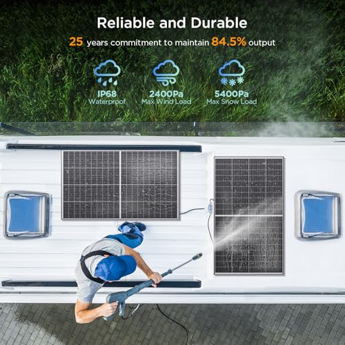 Callsun N-Type 16BB 400W Bifacial Solar Panel, 2Pcs 200 Watt Solar Panel 12V, 25% High Efficiency, Dual-module Parallel Anti-Shade Design, for RV Van Marine Home Rooftop Off-Grid Systems (2 Pack 200W)