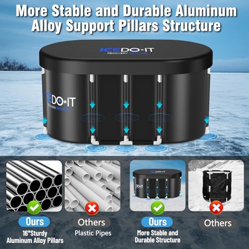 Tomaje Upgrade 129 Gal XL Large Oval Ice Bath Tub for Athletes, Collapsible Cold Plunge Tub-Multiple Layered for Post-Exercise Recovery, Portable Bathtub for Home, Gyms, Indoor, Outdoor use