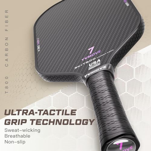 YVmove T800+3K Carbon Fiber Pickleball Paddle with 16mm V-Sonic IV Dynamic Core, Premium Pickle Ball Racket with Enhanced Control & Ultimate Spin, USAPA Approved