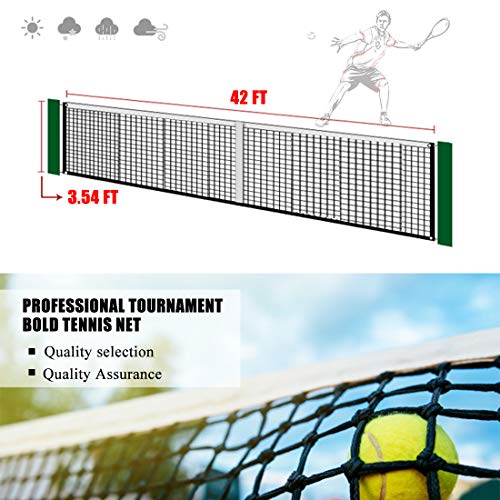 PROGOAL Tennis Net 42FT Professional Heavy Duty Nylon Net Double, Compatible with All Standard Tennis Posts, IncludedIndoor Outdoor Court (Double Braided)