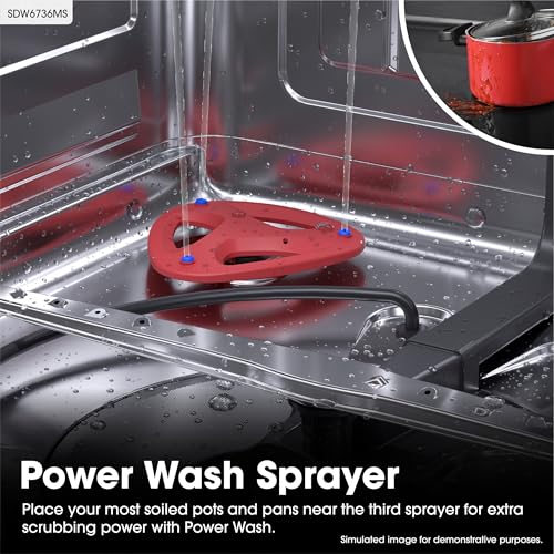 Sharp SDW6736MS 24-inch Stainless Steel Dishwasher, Third Rack, Library Quiet 47 dB, Power Wash Sprayer